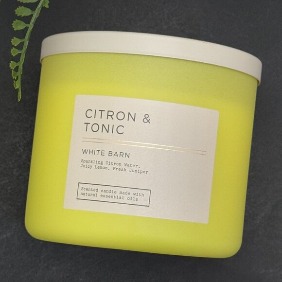 BBW Citron & Tonic White Barn Bath & Body Works 3 Wick Candle - Picture 5 of 10